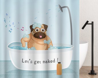 Rideau de douche drôle de bouledogue anglais, chien mignon se baignant dans le rideau de salle de bain de baignoire, obtenons le rideau de décoration de bain nu, cadeaux d'amant de chien