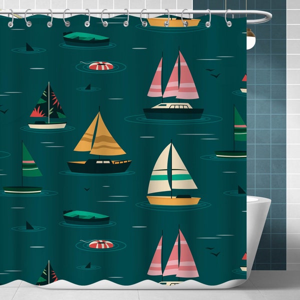 Sailboat Shower Curtain Etsy