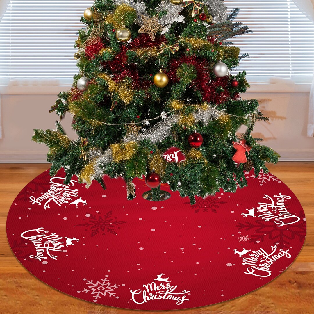 Merry Christmas Tree Skirt,traditional Snowflakes Christmas Tree Skirt