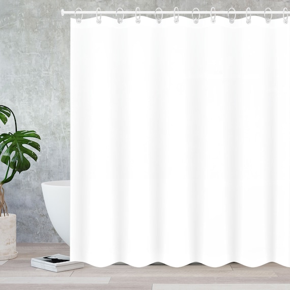 White Shower Curtain Waterproof Modern Fabric Bathroom Basics