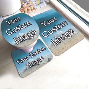 Custom 3Pcs Bath Rug Set/Toilet Seat Cover Custom/personalized Print Contour Rug/Pedestal Mat and Toilet Lid Cover/Bathroom Floor Mat