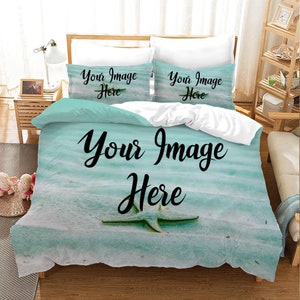 Personalized Bedding Set With Your Own Photo/1 Duvet Cover and 2 Pillow Cases /custom bedding set/bedroom decor/gift ideas xmas presents image 1