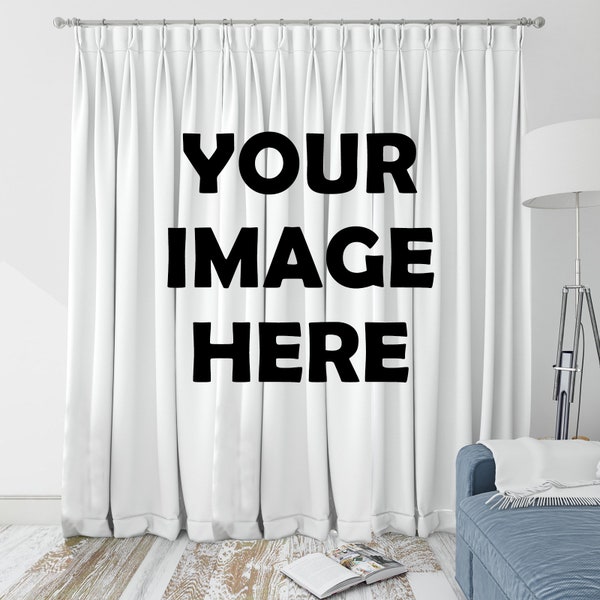 Custom window curtain photo text Blackout Curtain Panels, Personalized Drapes Customized Thermal Insulated Window Treatment (1 Panel)