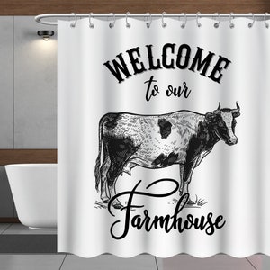 western shower curtain white black cowboy farmhourse shower curtain Sets Waterproof Modern Fabric Bathroom Shower Curtain with 12 Hooks