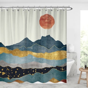 mountains view shower curtain Waterproof Modern Fabric Bathroom Shower Curtains Christmas gifts/xmas presents