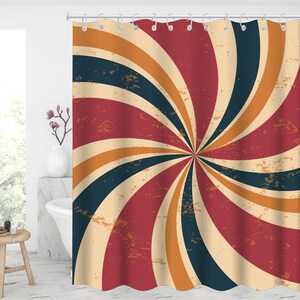 Vintage Spiral Stripe shower curtain Waterproof Modern Fabric Bathroom Shower Curtains Basics Shower Curtain with Hooks xmas presents