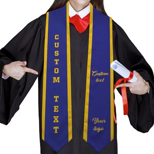 Custom Graduation Stole with School Logo Personalized Text Grad Stole Sash Customized Gradute Stole with Your Design Grad Gifts Idea image 8