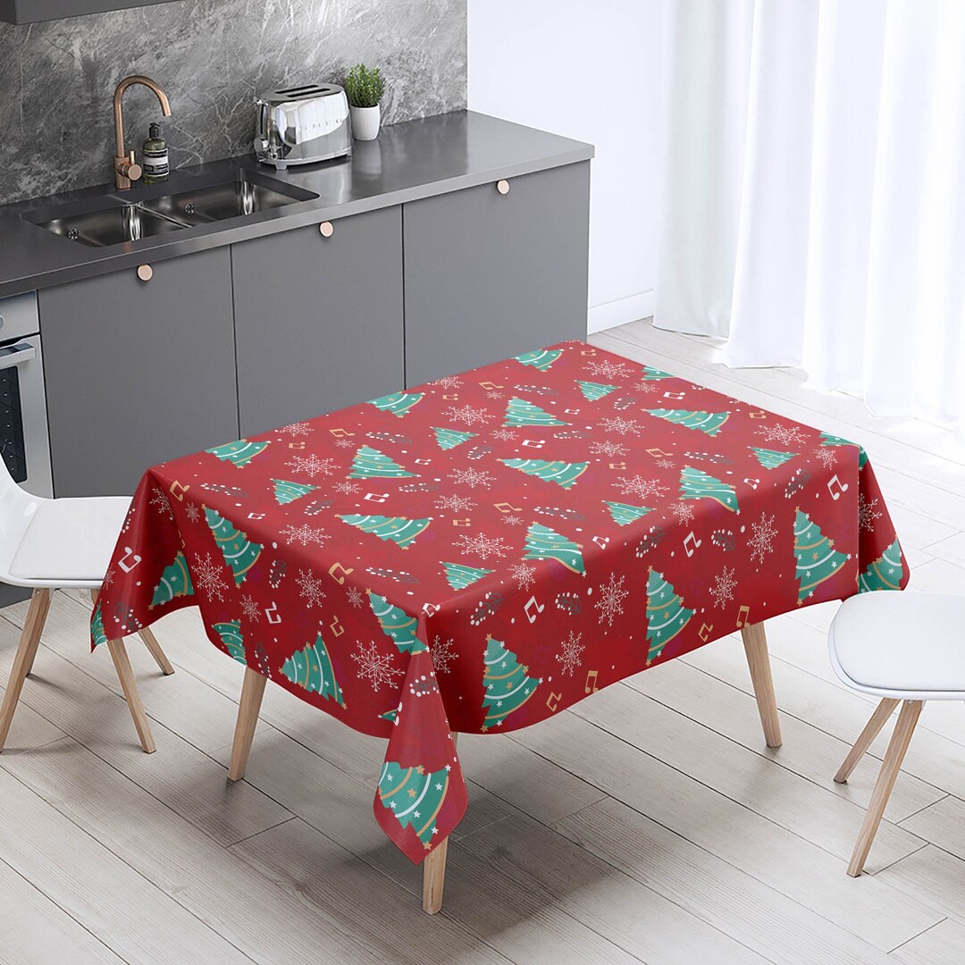 Creative Geometric Christmas Trees Repeat Tablecloth
