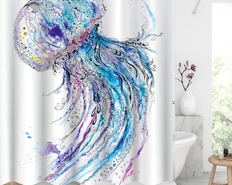 Colorful jellyfish shower curtain Waterproof Modern Fabric Bathroom Shower Curtains Christmas gifts xmas presents