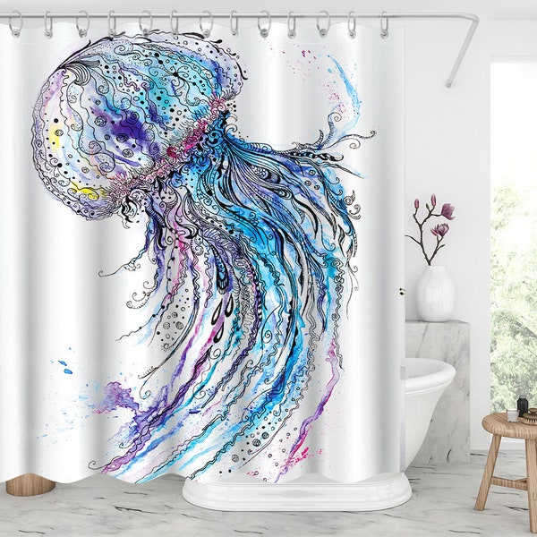 Colorful jellyfish shower curtain Waterproof Modern Fabric Bathroom Shower Curtains Christmas gifts xmas presents