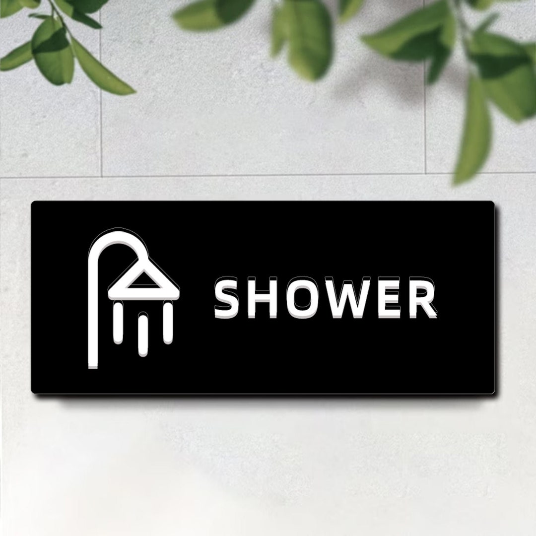 Shower Door Signtoilet Door Plaqueshower Room Signhotel Etsy