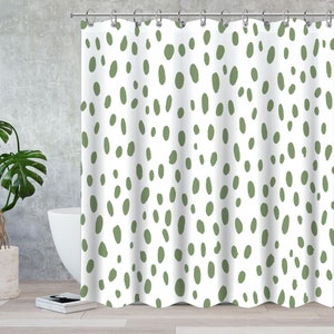 Classic green dots shower curtain Waterproof Modern Fabric Bathroom Shower Curtains Basics Shower Curtain with Hooks