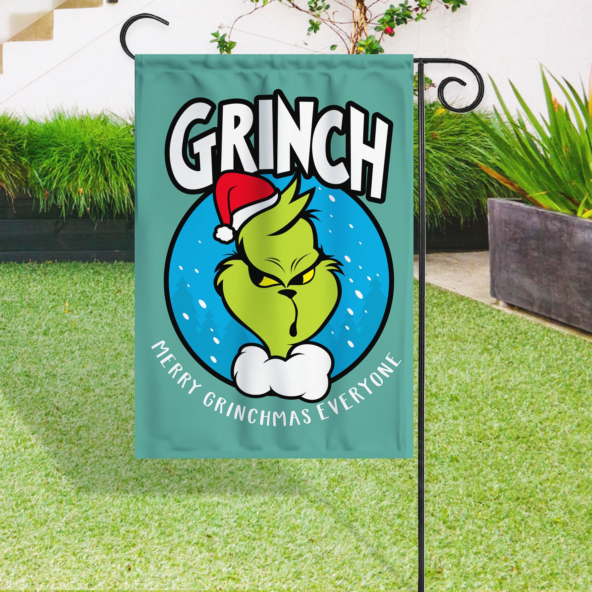 Grinch Christmas Garden Flag,double Sided Burlap Decorative Winter