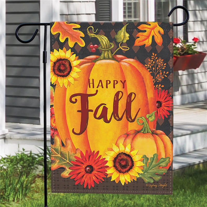 Thanksgiving Garden Flag Pumpkin Double Sided Decorative Etsy