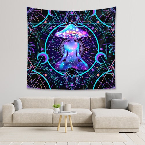 Mushroom Tapestry Psychedelic Mushroom Tapestry Wall Art Wall Etsy
