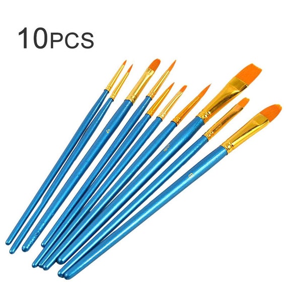 10pcs Round Paint Brush Set Pointed Tip Soft Black Hair Artist Brush for  Water Color Acrylic