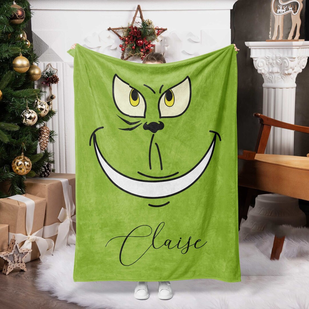Custom Grinch Blanketthrow Blanket Personalizedchristmas Etsy