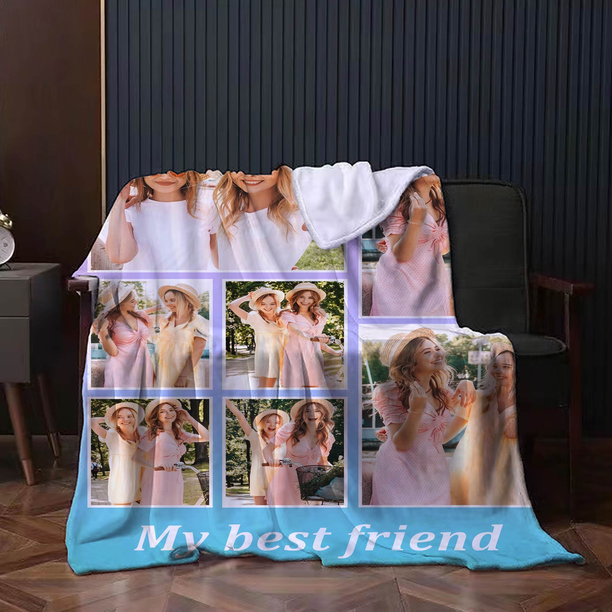 Best Friend Custom Blanket,Personalized Photo Blanket Collage sold by