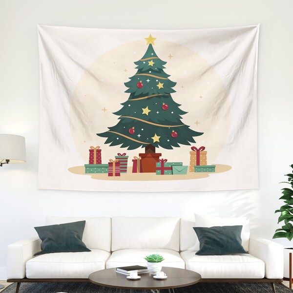 Christmas Tree Tapestry, Christmas Tapestries for Bedroom Living Room Wall Hanging for Party Home Wall Decor
