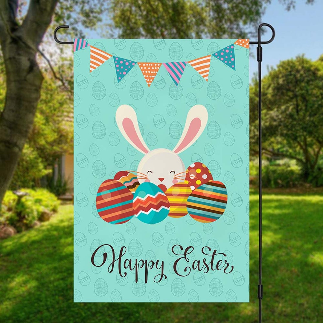 Happy Easter Garden Flag,double Sided Burlap Decorative House Flags for