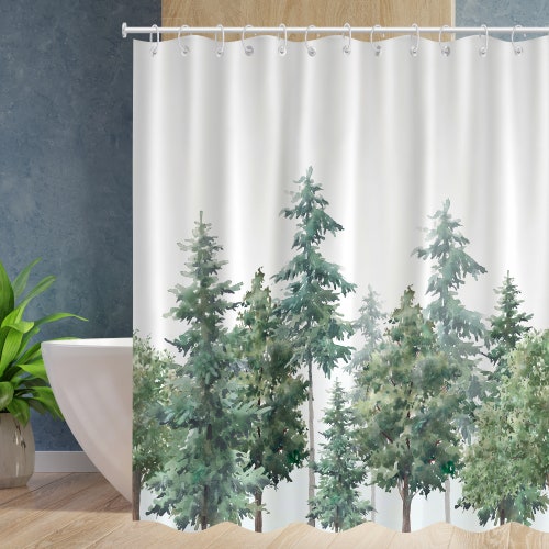 Black and White Christmas Tree Shower Curtains Waterproof Etsy