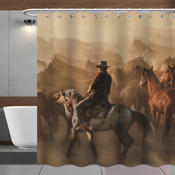 western doccia tenda cowboy doccia tenda john wayne tenda doccia set impermeabile moderno tessuto bagno doccia tenda con 12 ganci