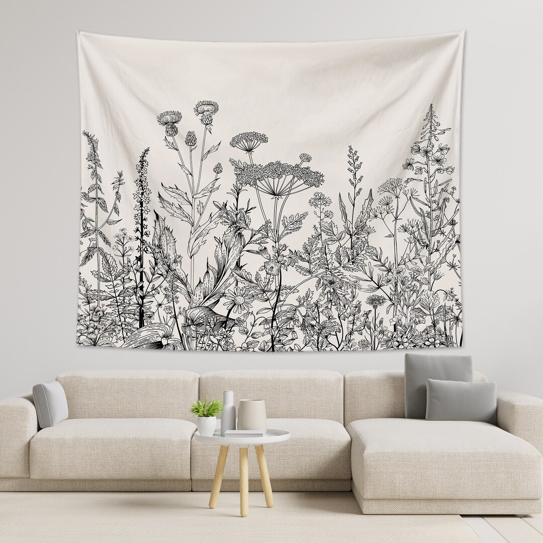 White flower tapestry clearance