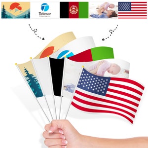 Drapeau personnalisé, mini drapeaux personnalisés à main avec décorations simple face 10 PCS pour des événements de fête de mariage d'anniversaire image 3