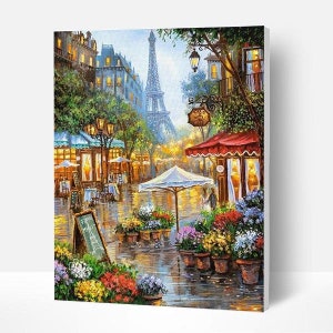 Paint By Numbers DIY Kit for adults Paris Commercial Street Creative Wall Art Handmade Gift DIY wall home room decor Christmas gift