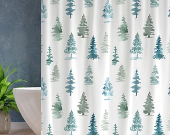 Christmas tree and beach Shower Curtain Bathroom Waterproof Fabric & 12hooks 