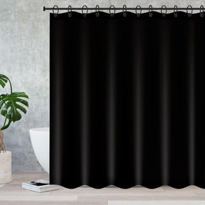 Black Water Resistant Bathroom curtains Waterproof Modern Fabric Bathroom Basics Shower Curtain with 12 Hooks xmas presents