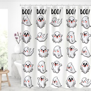  CHui DECOR Halloween Ghost Shower Curtain Funny Cute Spooky  Ghosts Trick or Treat Haunted Gothic Holiday Fabric Polyester Bathroom  Curtain with Hooks : Home & Kitchen