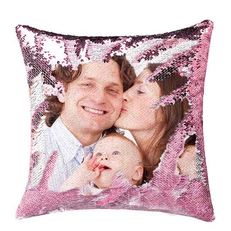 Custom Sequin Throw Pillow with Photo-Comfy Satin Cushion Covers,Decorative Pillowcases for Party/Christmas/Thanksgiving/New Year/gift ideas image 4