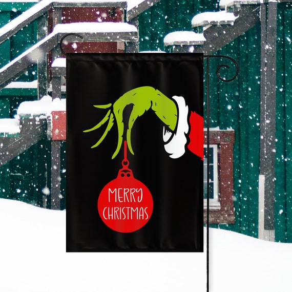 Merry Christmas Garden Flag, Grinch Christmas Decorations Double