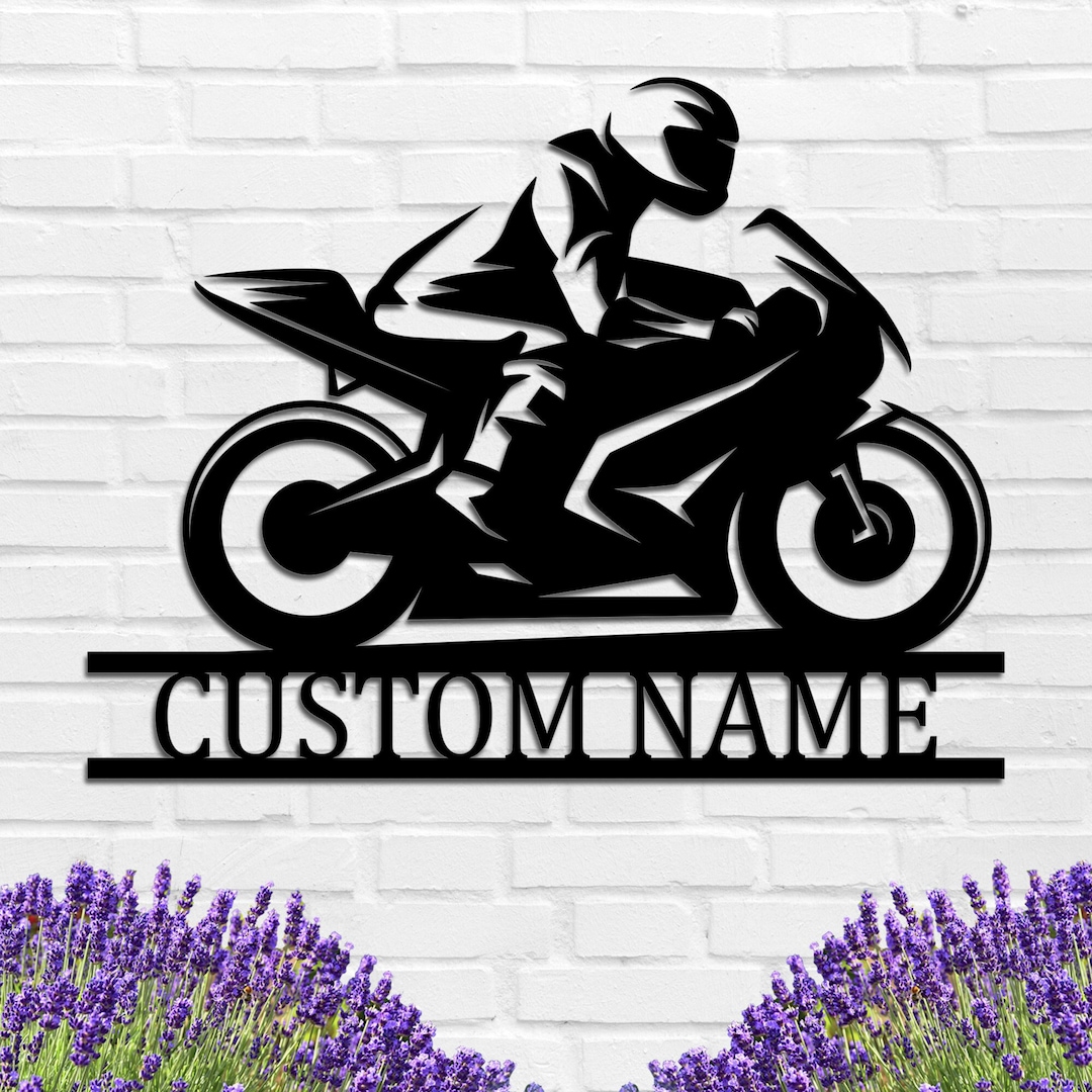 Custom Motorcycle Rider Metal Sign Personalized Name - Etsy