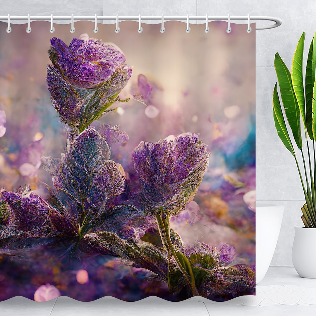 Purple Flower Shower Curtain,plant Shower Curtain,aesthetics Floral Art