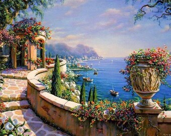 Paint By Numbers DIY Kit-Italy Romantic Coast-Creative Wall Art Handmade Gift Home Decor DIYchristmas gifts / christmas decoration