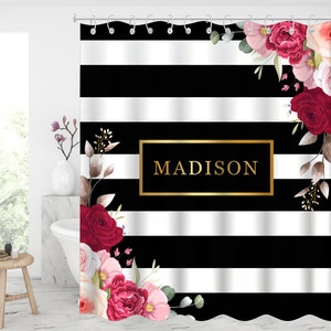 Personalized monogrammed Shower Curtain Custom Smonogrammed shower curtains with name Personalized Initial Shower Curtains idea gift