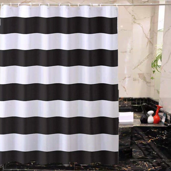 Cortinas de ducha-Negro y Blanco-Impermeable Tela moderna Baño