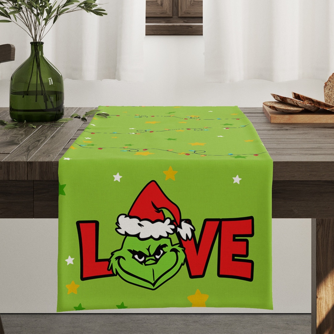 Grinch Table Runner,linen Table Runner,table Centerpiece,christmas