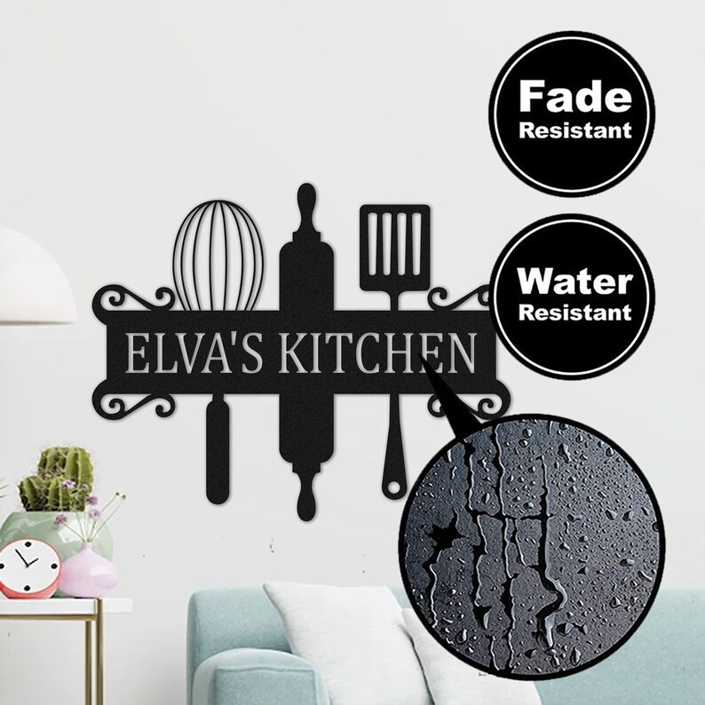 Personalized Kitchen Metal Sign Custom Name Kitchen Signs Etsy