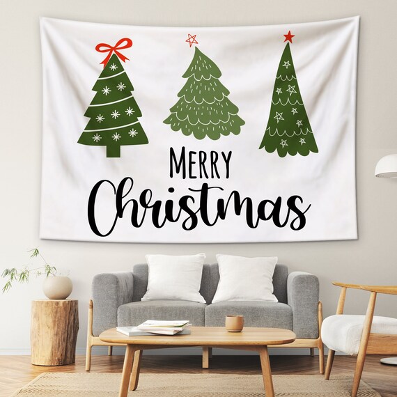 Merry Christmas Tapestry Wall Hanging christmas Tree Signs Home