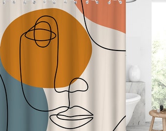 Ligne géométrique abstraite Art rideau de douche imperméable à l’eau Tissu moderne Salle de bain Rideaux de douche Cadeaux de Noël / cadeaux de Noël