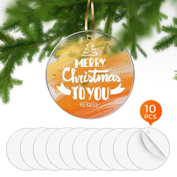 Clear Round Acrylic Ornament Blanks, Sublimation Ornament Blanks, 3 Inch Acrylic Round Disc Acrylic Circle Blanks with Hole 2 Sided Blank