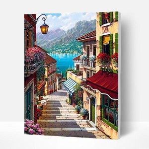 Paint By Numbers DIY Kit- Italian Town-Creative Wall Art Handmade Gift Home Decor DIY