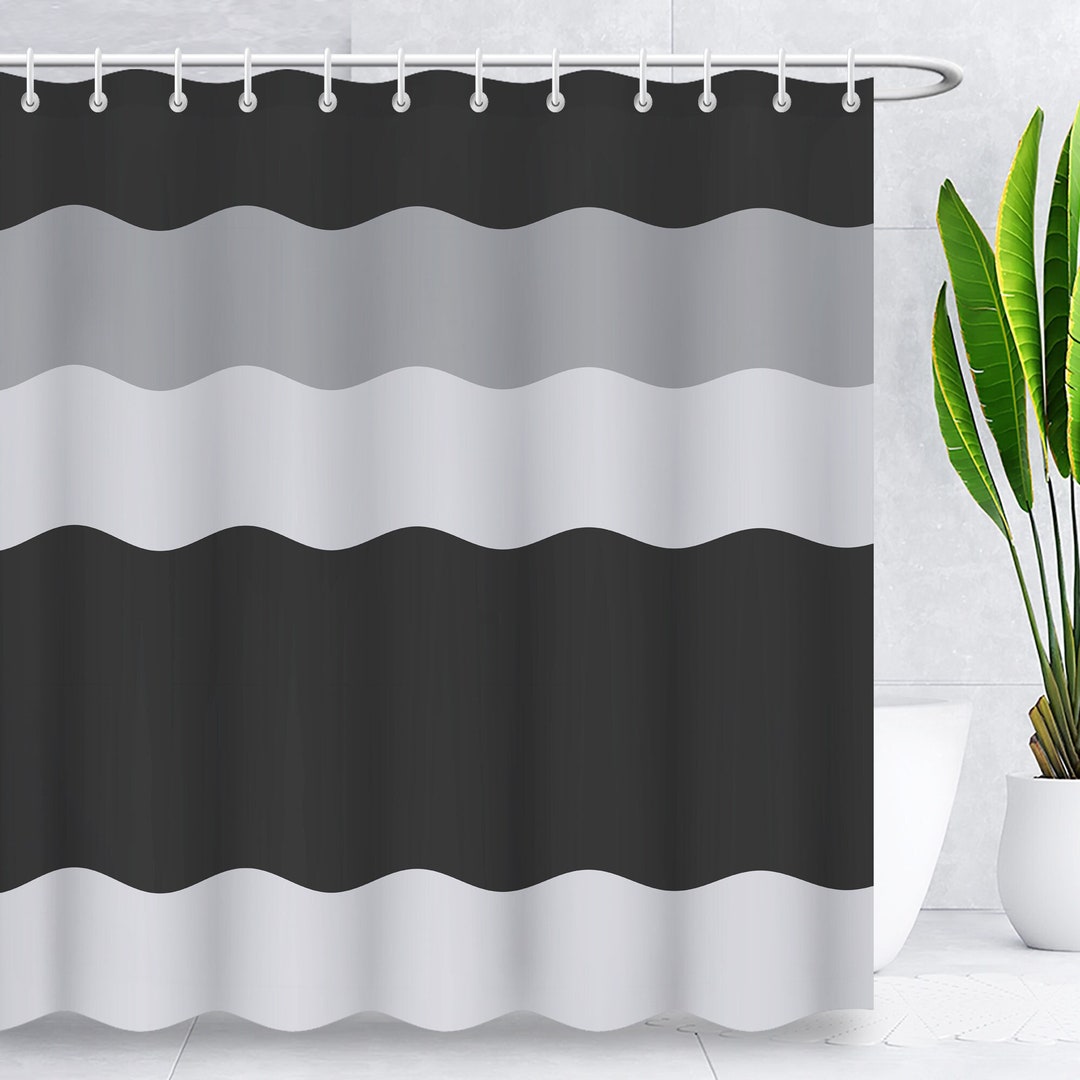 Black and White Shower Curtain Striped Shower Curtains Black and White