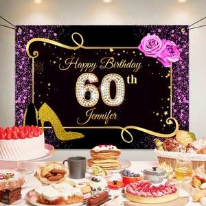Fondo de cartel para fiesta de 50 cumpleaños para mujer, fondo de glob –  dreamybackdrop