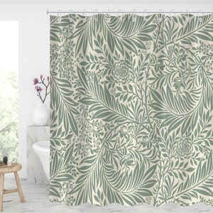 Creative pastel seamless doodle pattern with abstract contoured foliage branches shower curtain Waterproof Modern Fabric Shower Curtains