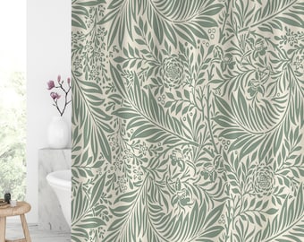 Creative pastel seamless doodle pattern with abstract contoured foliage branches shower curtain Waterproof Modern Fabric Shower Curtains