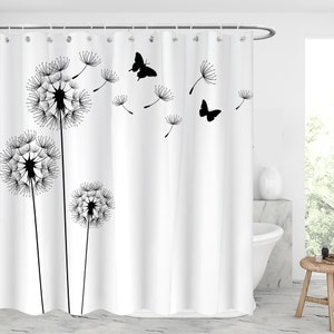 Abstract dandelion Butterfly background shower curtain Waterproof Modern Fabric Bathroom Shower Curtains  idea gift